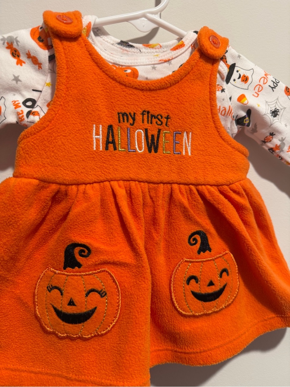 Baby Girls Orange "My First Halloween" Pumpkin Dress